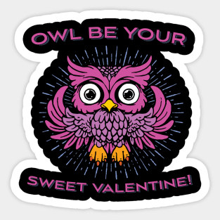 'Be Your Sweet Valentines' Cute Valentine's Day Owl Sticker